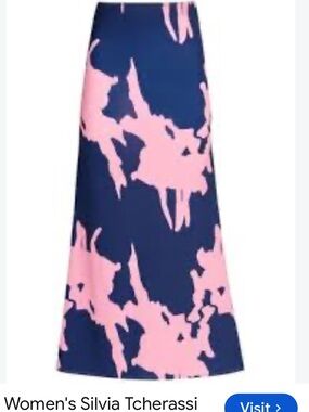 Silvia Tcherassi Navy with Pink Abstract Floral maxi skirt